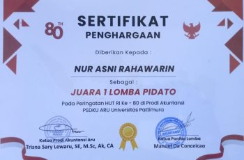 Nur Asni Rahawarin, Juara 1 Lomba Pidato